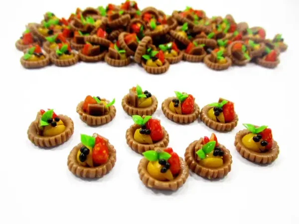 Dollhouse Miniatures Lot 10 Mini Mixed Fruit Tart Cake Bakery Food 14108 - Image 2