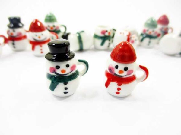 Dollhouse Miniature NEW 2 Snowman Ceramic Cup Mug Christmas Supply Charms 15532