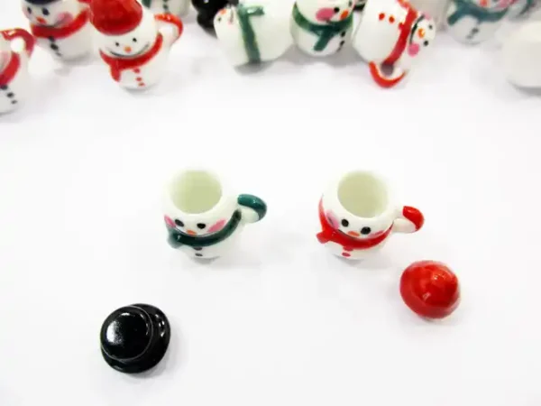 Dollhouse Miniature NEW 2 Snowman Ceramic Cup Mug Christmas Supply Charms 15532 - Image 4