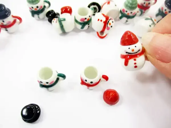 Dollhouse Miniature NEW 2 Snowman Ceramic Cup Mug Christmas Supply Charms 15532 - Image 5