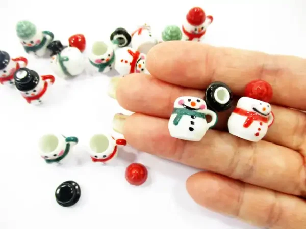 Dollhouse Miniature NEW 2 Snowman Ceramic Cup Mug Christmas Supply Charms 15532 - Image 6