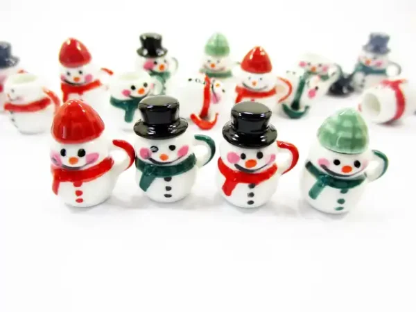 Dollhouse Miniature NEW 4 Snowman Ceramic Cup Mug Christmas Supply Charms 15534 - Image 2