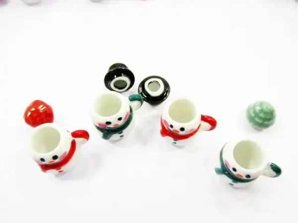 Dollhouse Miniature NEW 4 Snowman Ceramic Cup Mug Christmas Supply Charms 15534 - Image 4