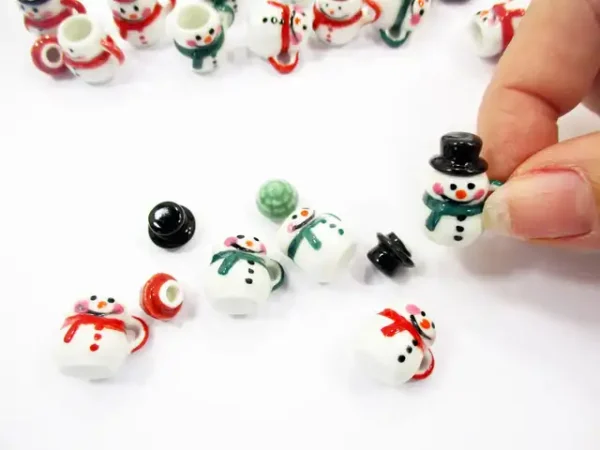 Dollhouse Miniature NEW 4 Snowman Ceramic Cup Mug Christmas Supply Charms 15534 - Image 5