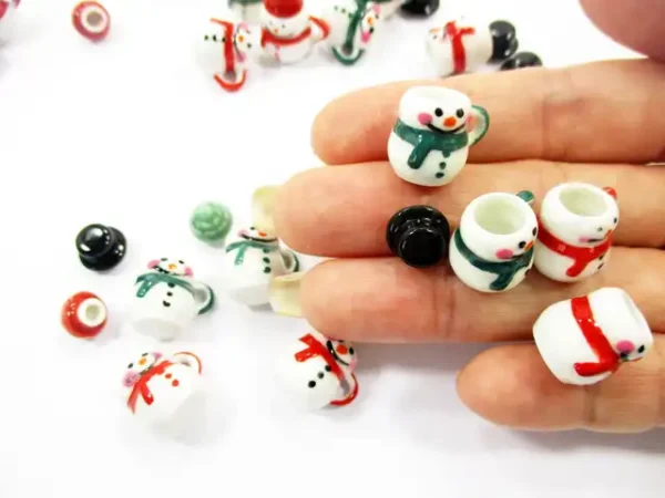 Dollhouse Miniature NEW 4 Snowman Ceramic Cup Mug Christmas Supply Charms 15534 - Image 6