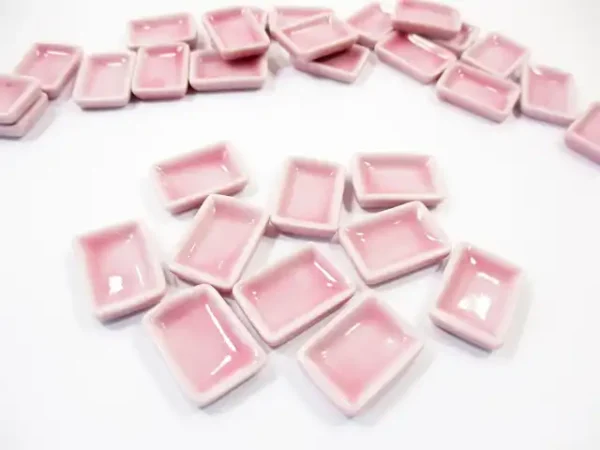 15x20mm 10 Pink Rectangle Plate Dish Dollhouse Miniature Ceramic Supply 16802 - Image 2
