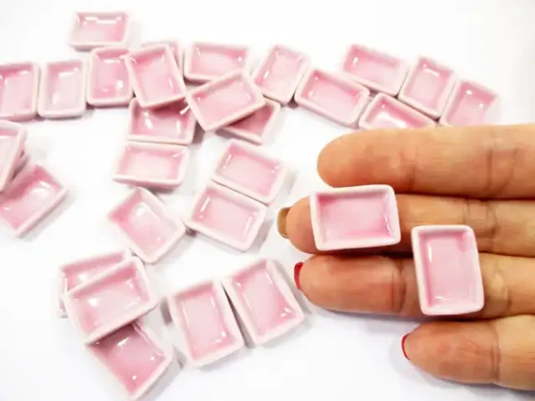 15x20mm 10 Pink Rectangle Plate Dish Dollhouse Miniature Ceramic Supply 16802 - Image 6