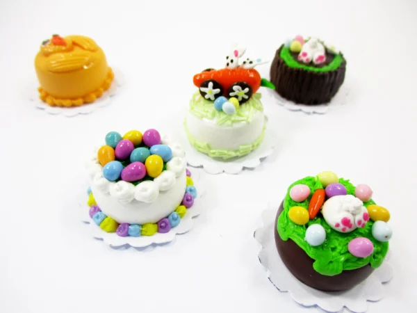 Dollhouse 5 Tiny Easter Cake 1:12 Miniature Decoration Bakery Cake Supply 16921 - Image 2