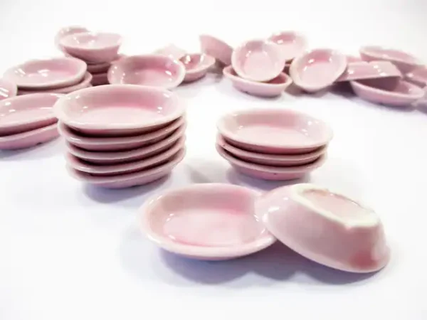Dollhouse Miniature Kitchenware Supply Ceramic Pink Oval Bowl 3.5cm - Image 4