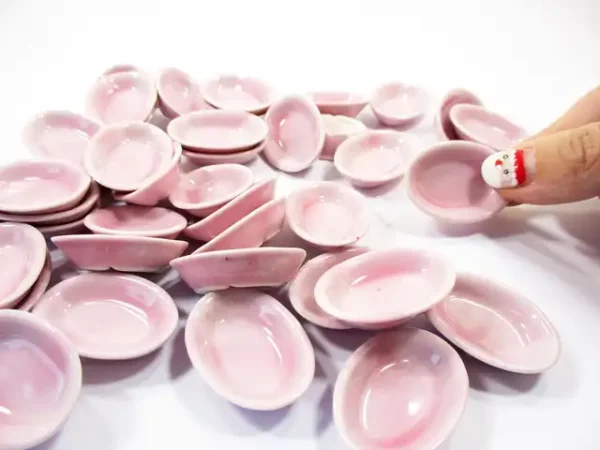 Dollhouse Miniature Kitchenware Supply Ceramic Pink Oval Bowl 3.5cm - Image 5