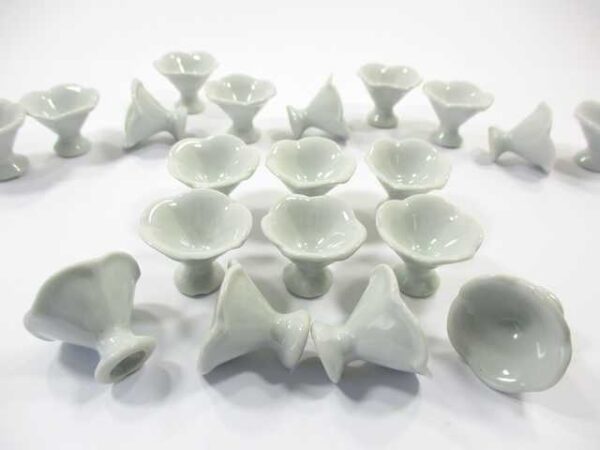 10 White Ceramic Ice Cream Scalloped Cups Dollhouse Miniature Ceramic 10081