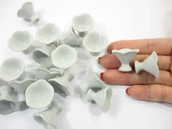 10 White Ceramic Ice Cream Scalloped Cups Dollhouse Miniature Ceramic 10081 - Image 6