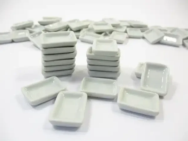 15x20mm White Rectangle Plate Dish Dollhouse Miniature Ceramic Supply - Image 4