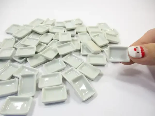 15x20mm White Rectangle Plate Dish Dollhouse Miniature Ceramic Supply - Image 5