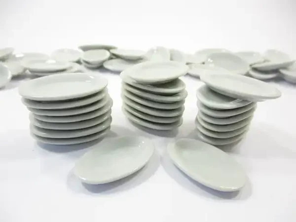 30mm Mini White Oval Plate Dish Dollhouse Miniature Kitchenware Ceramic - Image 4