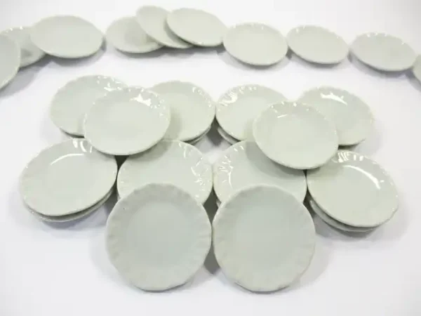 35mm White Plate Dish 1:6 Supply Dollhouse Miniature Kitchen Ceramic - Image 3