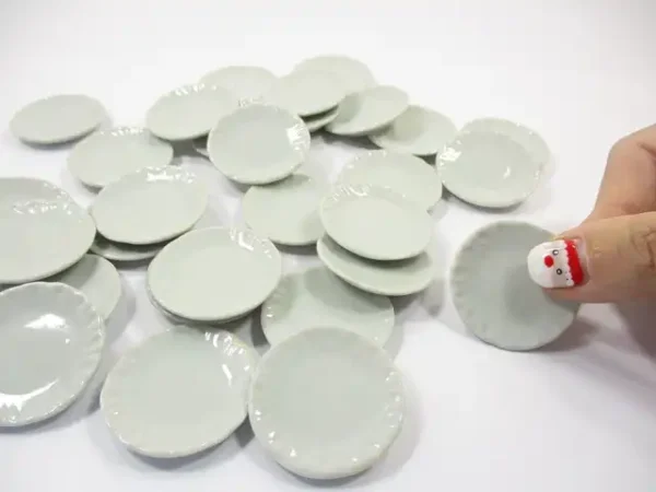 35mm White Plate Dish 1:6 Supply Dollhouse Miniature Kitchen Ceramic - Image 5