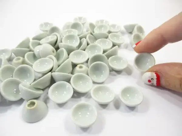 15 mm White Round Bowls Dollhouse Miniatures Ceramic Supply Food - Image 5