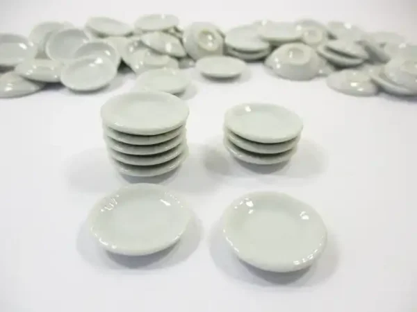 20mm White Round Plate Dish Dollhouse Miniature Ceramic Kitchenware - Image 4