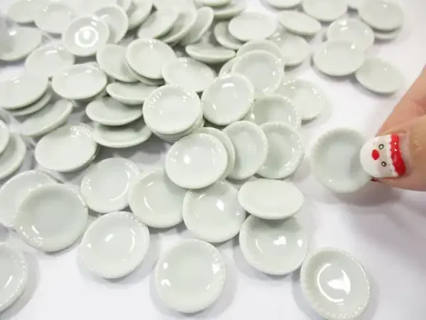 20mm White Round Plate Dish Dollhouse Miniature Ceramic Kitchenware - Image 5
