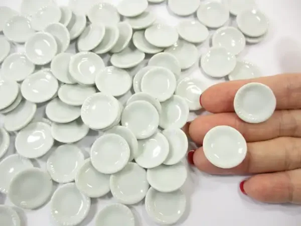 20mm White Round Plate Dish Dollhouse Miniature Ceramic Kitchenware - Image 6