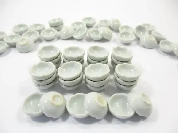 15 mm Dolls House Miniature Ceramic White Scallop Bowl China Kitchen - Image 2
