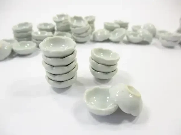 15 mm Dolls House Miniature Ceramic White Scallop Bowl China Kitchen - Image 4