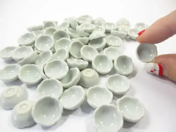 15 mm Dolls House Miniature Ceramic White Scallop Bowl China Kitchen - Image 5