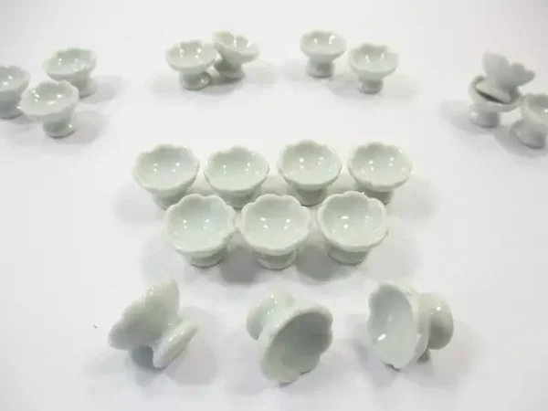 10x15 mm Mini White Ceramic Ice Cream Cups Dollhouse Miniature Supply 12441 - Image 2