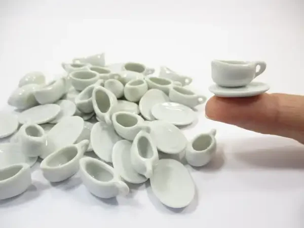 GRAVY STEAK MILK BOATS Saucer Plate Dollhouse Miniature White Ceramic - Image 3