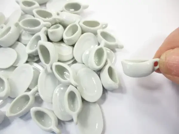 GRAVY STEAK MILK BOATS Saucer Plate Dollhouse Miniature White Ceramic - Image 4