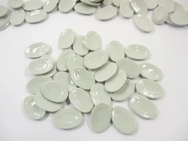 15x20mm Mini White Oval Plate Dish Saucer Dollhouse Miniature Ceramic - Image 2