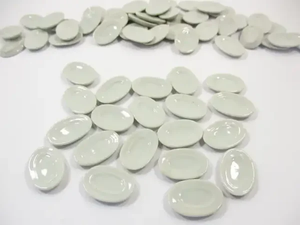 15x20mm Mini White Oval Plate Dish Saucer Dollhouse Miniature Ceramic - Image 3