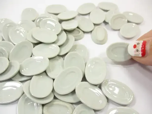 15x20mm Mini White Oval Plate Dish Saucer Dollhouse Miniature Ceramic - Image 5