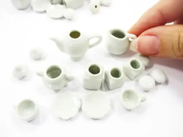 Mixed 10 White Ceramic Coffee Tea Time Set Dollhouse Miniature Kitchenware 13352 - Image 4