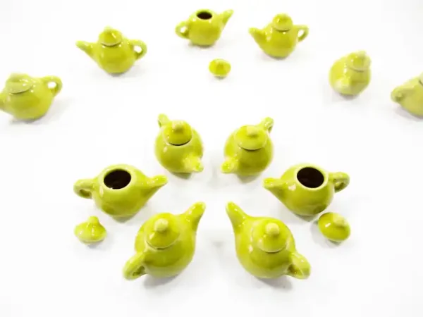 Dollhouse Miniature Kitchen Ceramic 6 Yellow Teapot Coffee Charms Supply 4230 - Image 3