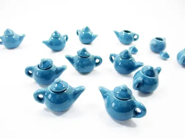 Dollhouse Miniature Kitchen Ceramic 6 Blue Color Teapots Coffee Supply 4231 - Image 4