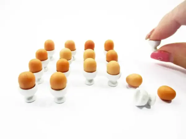 Dollhouse Miniature Food 16 Boiled Egg 1:12 White Ceramic Easter Egg Cup Breakfast 6060 - Image 5