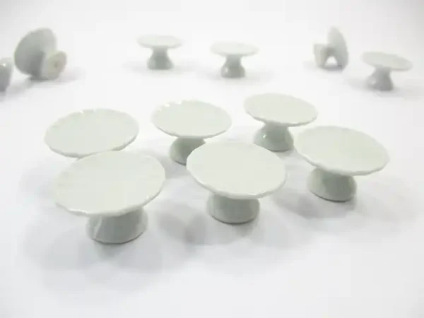 25 mm 6 White Cake Bakery Ceramic Stand  Dollhouse Miniatures Cake Supplies 10580 - Image 3