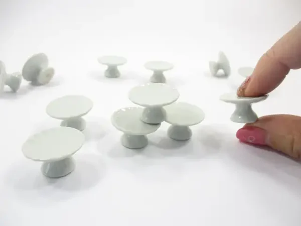 25 mm 6 White Cake Bakery Ceramic Stand  Dollhouse Miniatures Cake Supplies 10580 - Image 5
