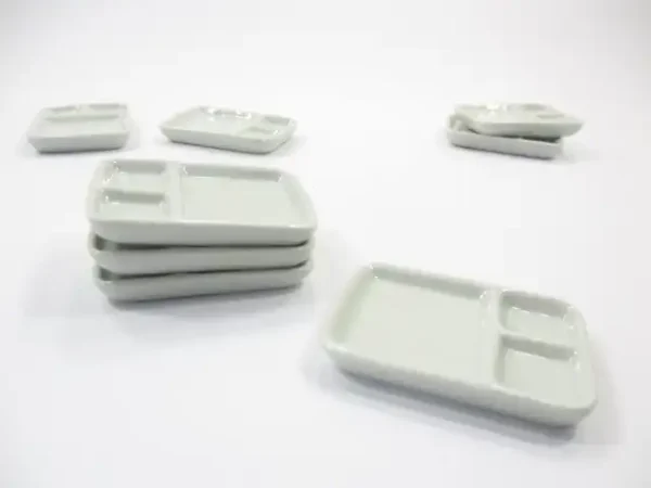 Set Of White Ceramic Tray Food Set Dollhouse Miniatures Food Supply - Image 3