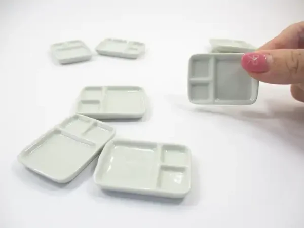Set Of White Ceramic Tray Food Set Dollhouse Miniatures Food Supply - Image 5