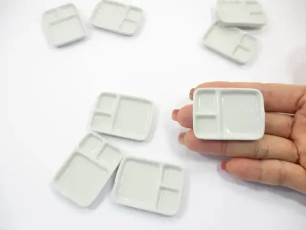 Set Of White Ceramic Tray Food Set Dollhouse Miniatures Food Supply - Image 6