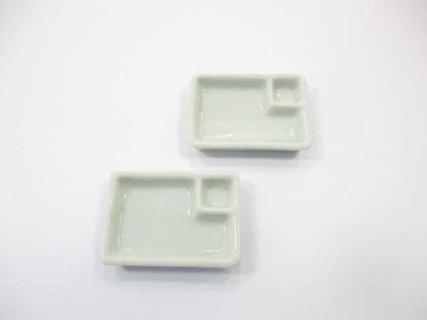 Set White Ceramic Tray Plate Dollhouse Miniatures Kitchen Supply Charms