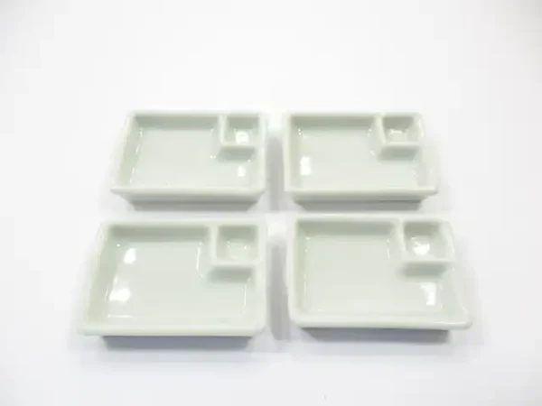 Set White Ceramic Tray Plate Dollhouse Miniatures Kitchen Supply Charms - Image 2
