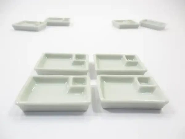 Set White Ceramic Tray Plate Dollhouse Miniatures Kitchen Supply Charms - Image 3