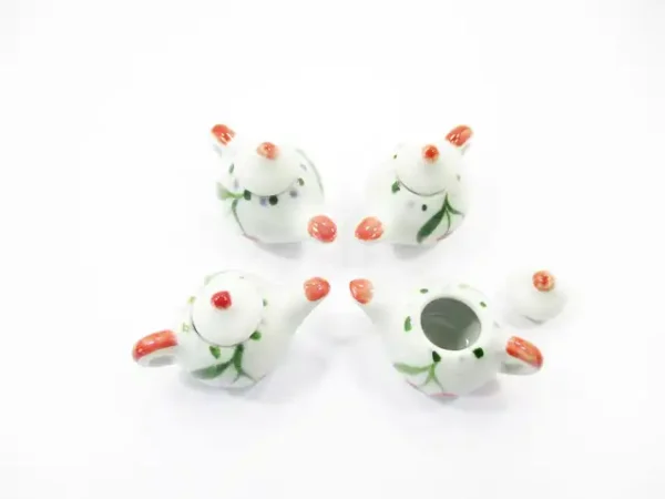 Set 4 Coffee Pot Teapot Cherry Paint Dollhouse Miniature Ceramic Supply 12927 - Image 4