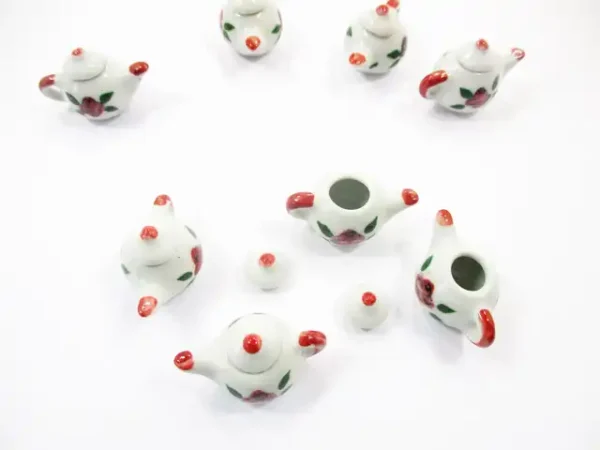 4 Coffee Pot Teapot Rose Flower Paint Dollhouse Miniature Ceramic Supply 12938 - Image 4