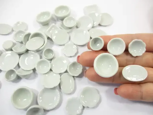 Set 50 Mixed White Ceramic Plate Dish Bowl Dollhouse Miniature Kitchen 13347 - Image 5