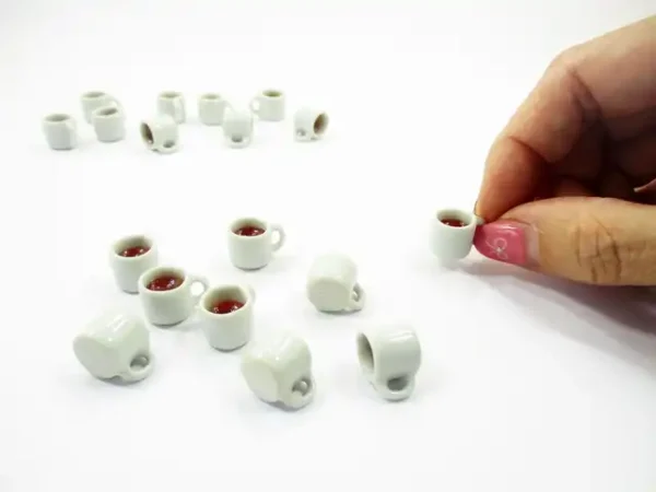 Miniature Drink Beverage White Tea Ceramic Mug Cup Size M Dollhouse Food - Image 5